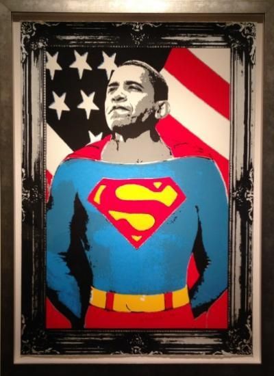 Mr. Brainwash サイン入り ポスター Obama superman|ミスターブレインウォッシュ,Mr.Brainwashを買う
