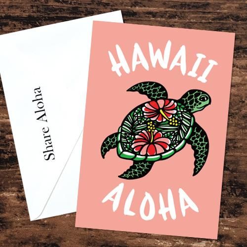 Tamo グリーティングカード Honu Hibiscus 365日ハワイ気分を楽しむ通販サイト Hawaii Lifestyle Club