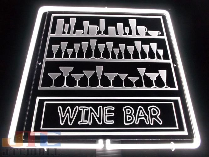 ワインバー WINE BAR 特大 3D ネオン看板 緑ネオン管 インテリア