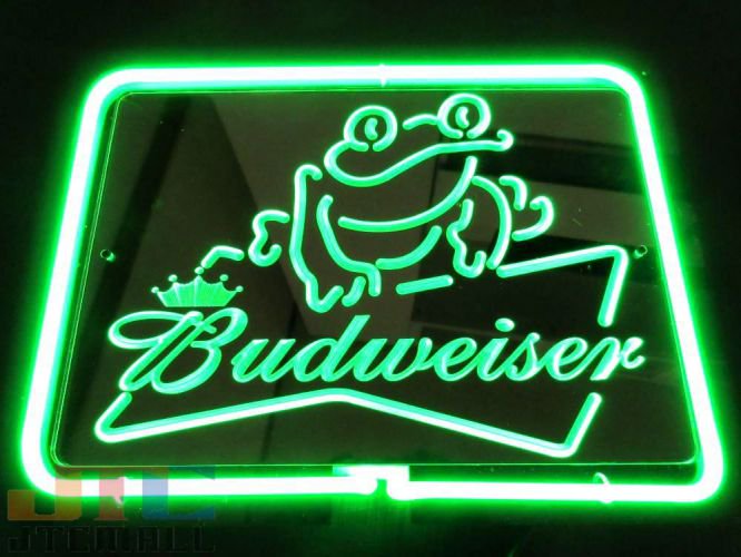 Budweiser バドワイザー カエル 緑ネオン管 特大 3D ネオン看板 緑