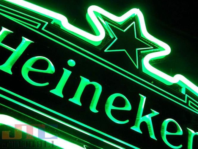 Heineken ハイネケン スター 特大 3D ネオン看板 緑ネオン管 ネオン