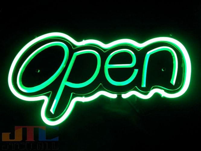 オープン OPEN 緑 特大 3D ネオン看板 緑ネオン管 インテリア