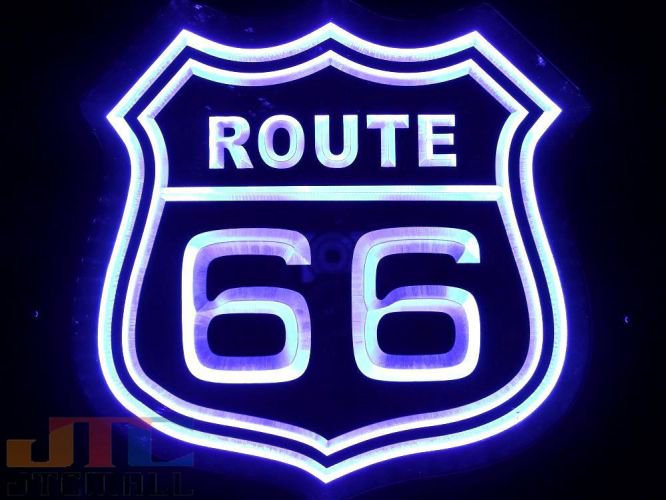 ルート66 ROUTE66 青 アメリカン LED 3D ネオン看板 ネオンサイン 広告