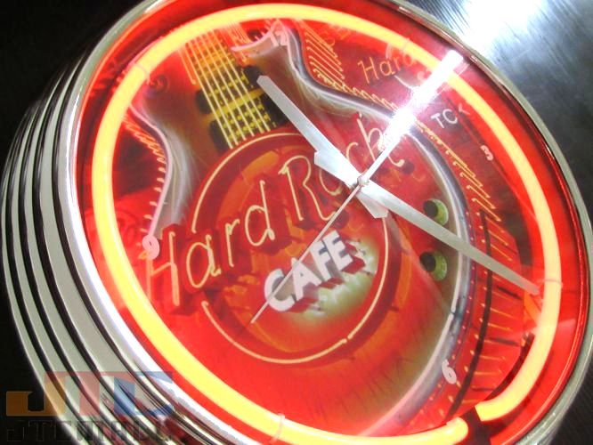 Hard Rock CAFE HOLLYWOOD ネオン クロック 時計 インテリア BAR Cafe ネオン管 ネオン看板 - ネオン管やブリキ看板、 アメリカ雑貨の通販【JTC MALL】