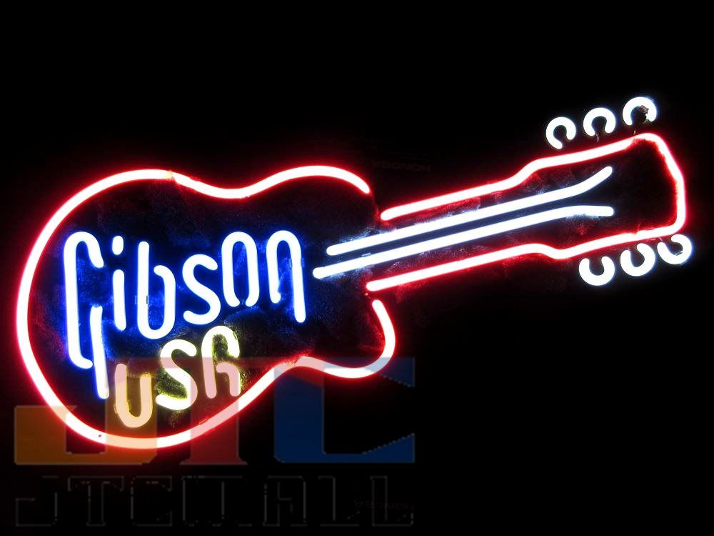 T433 ギター Gibson USAネオン看板 ネオンサイン 広告 店舗用 NEON SIGN アメリカン雑貨 看板 ネオン管 -  ネオン管やブリキ看板、アメリカ雑貨の通販【JTC MALL】