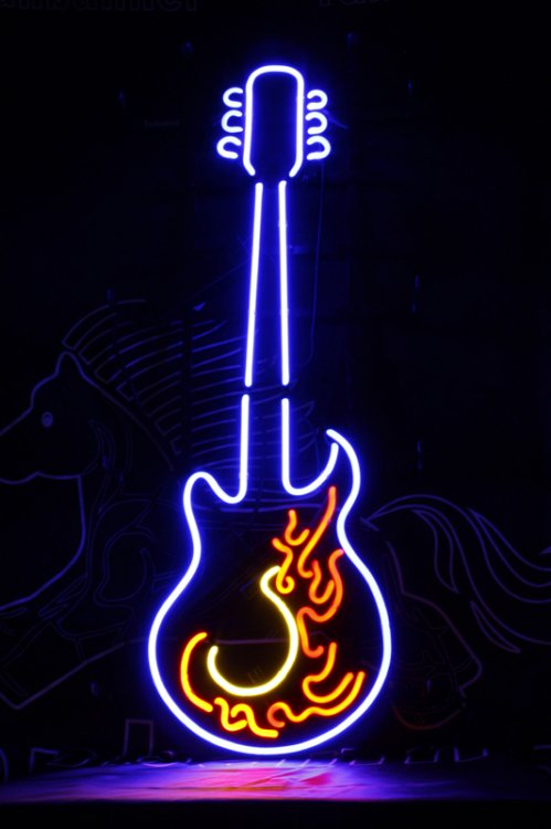 ネオンサイン F56 ギター 楽器 ミュージック 広告 店舗用 アメリカン雑貨 看板 ネオン管 - ネオン管やブリキ看板、アメリカ雑貨の通販【JTC  MALL】
