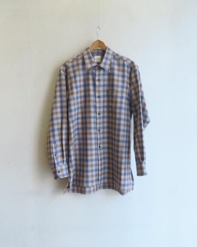 BISOWNBLOCKCHECK WOOL SQUARE SHIRTS