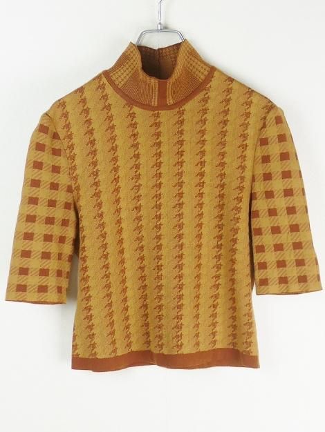 23AW Multi Plaid Geometric Cropped Knit Top
