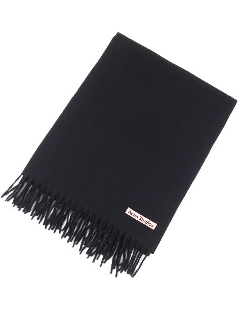 フリンジウールスカーフ オーバーサイズ ブラック