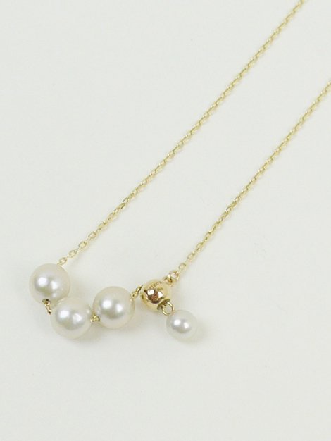 23AW  Adjustable Three Gray Akoya Pearl Slider Necklace (yellow gold)