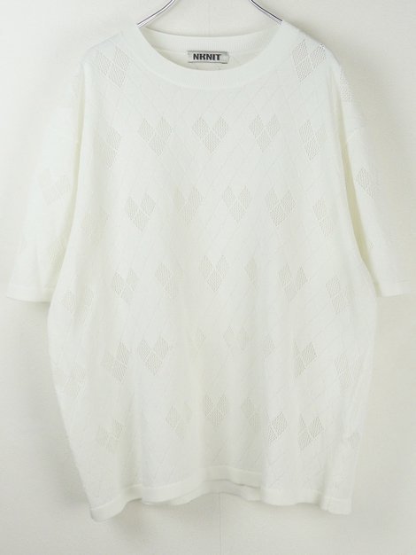 24SS mesh♡ KNIT T-shirt WHITE