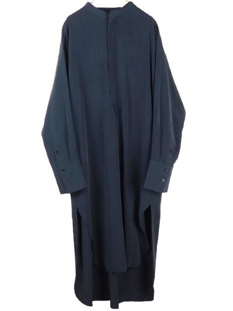 20SS Vintage crape band collar long shirt