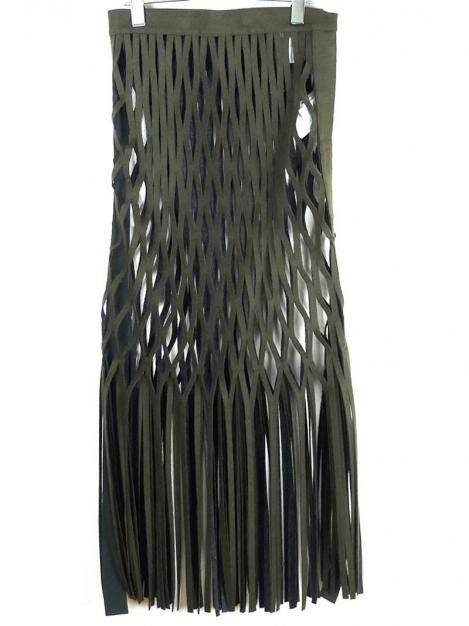 22AW Wool Melton Fringed Skirt