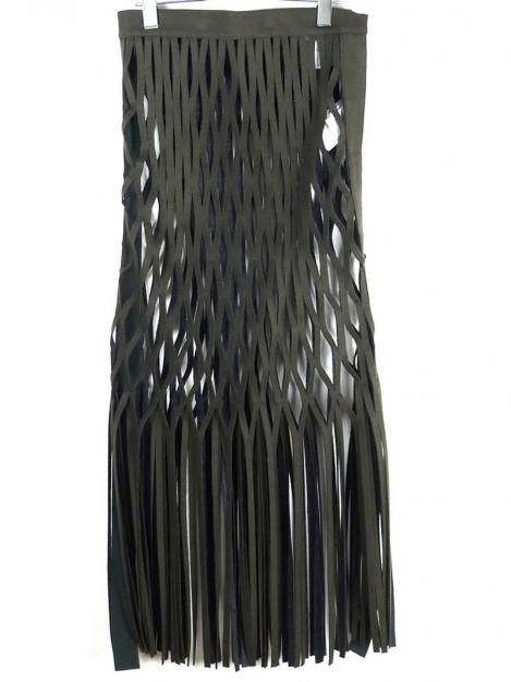 22AW Wool Melton Fringed Skirt