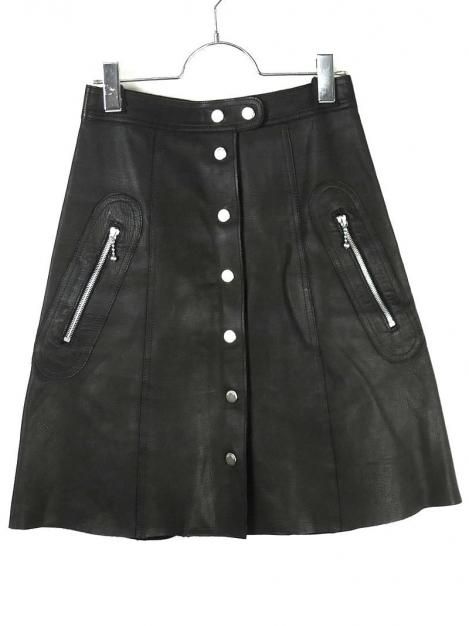 18AW LEATHER SNAP HARF SKIRT