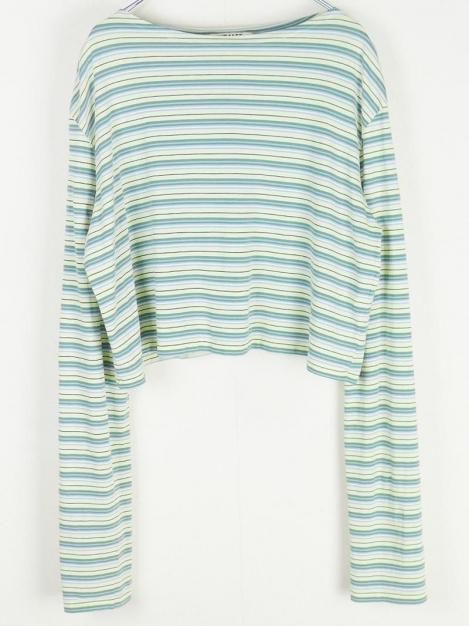 24SS HARD TWIST COTTON BORDER BOAT NECK L/S TEE