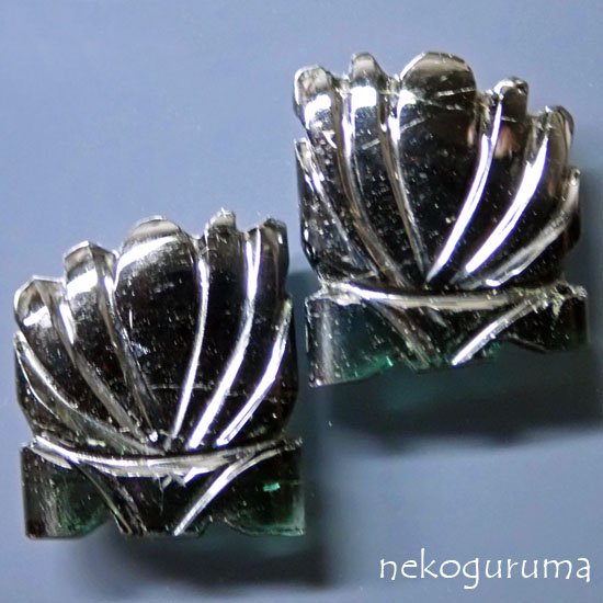 糸魚川翡翠と稀少石のお店「猫車（nekoguruma）」ブルーグリーン・トルマリン（ペアー）：13.35ct（合計） -  糸魚川翡翠と稀少石のお店「猫車（nekoguruma）」