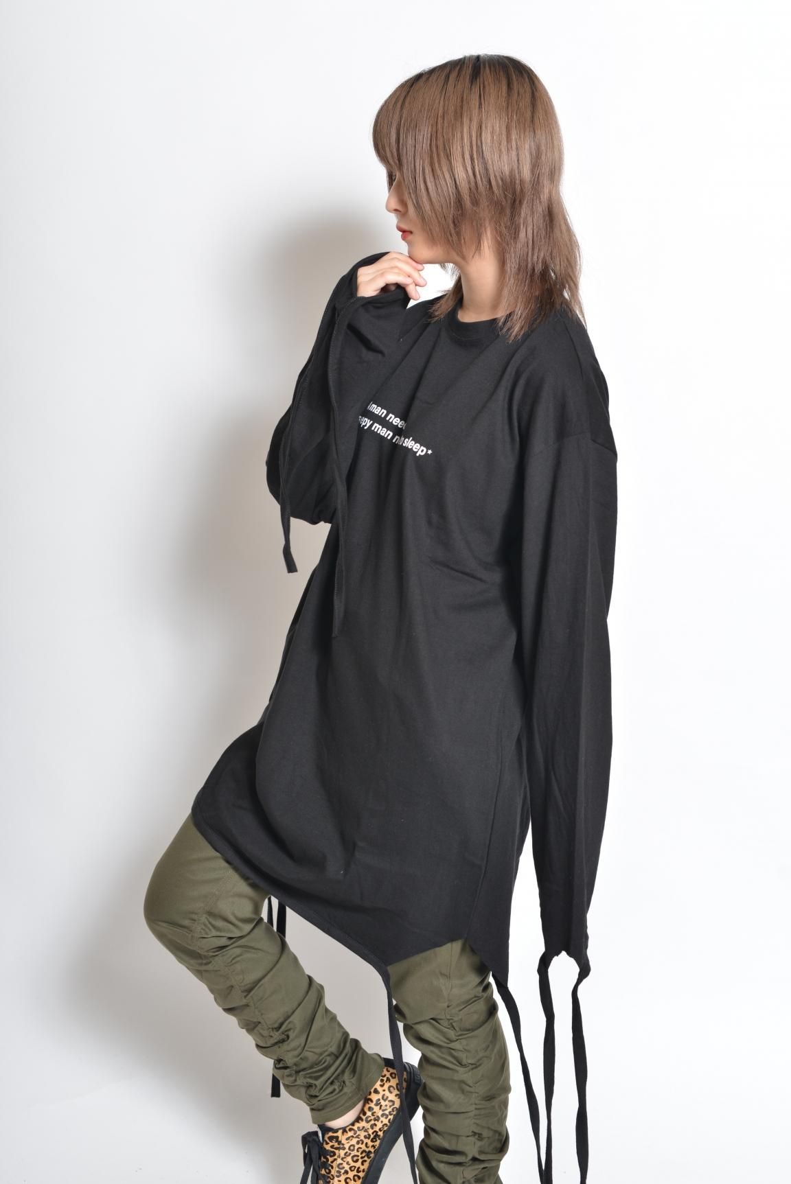 ロゴプリント紐ロングTシャツ（男女兼用）