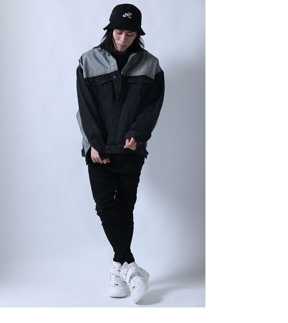 極美品◇DIESEL【襟レザー切替:牛革/金ボタン/ワッペン◇Gジャン