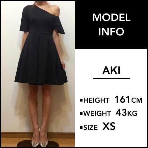 アシンメトリーオフショルダードレスワンピース 黒 - 韓国
