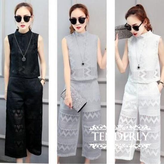 シースルーレースのノースリーブトップスとガウチョのセットアップ 韓国プチプラパーティードレス通販 Tenderly Dress シースルーレースのノースリーブトップスとガウチョのセットアップ 韓国プチプラパーティードレス通販 Tenderly Dress