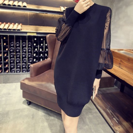 シースルー袖 ニットワンピース - 韓国プチプラパーティードレス通販『TENDERLY DRESS』