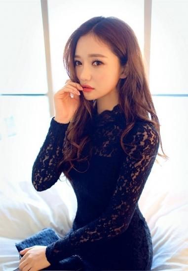 韓国♡セクシーボートネックファーワンピースブラックドレス新品人気大人お呼ばれ セクシー 背中開き 総レース ハイネック タイトワンピース