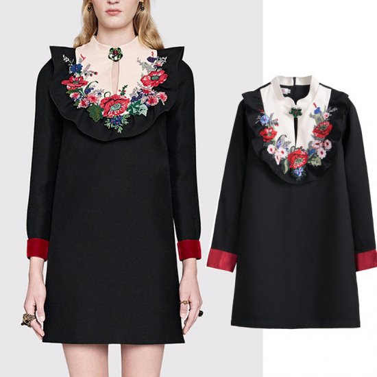 黒の花柄刺繍　ドレス　ワンピース