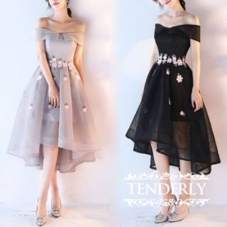 ふんわりエレガント ボリュームスカートのチュチュドレスワンピース 黒 ピンク 韓国プチプラパーティードレス通販 Tenderly Dress