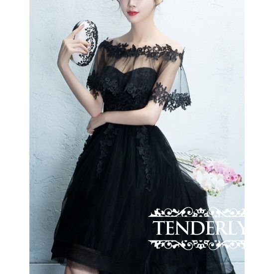 ロングフィッシュテールのパーティー黒ドレス - 韓国プチプラパーティードレス通販『TENDERLY DRESS』