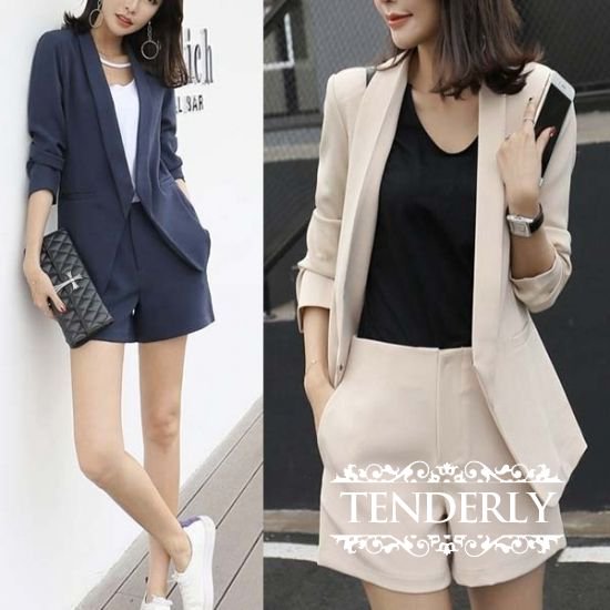 大人シンプルなジャケットとショートパンツスーツ - 韓国プチプラパーティードレス通販『TENDERLY DRESS』