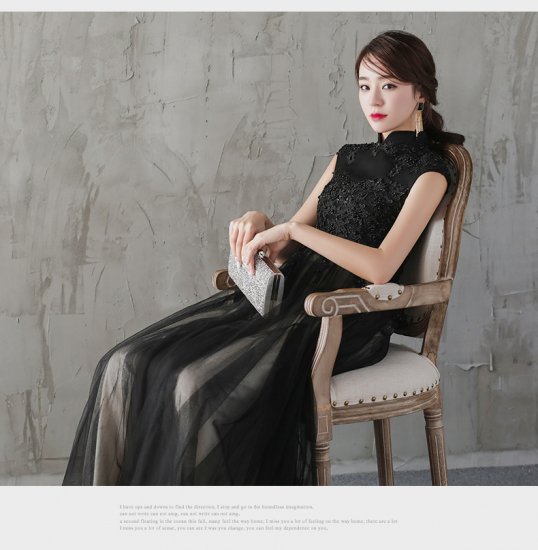 発表会におすすめ 大人可愛いレース＆ビーズ刺繍のロングドレス - 韓国プチプラパーティードレス通販『TENDERLY DRESS』