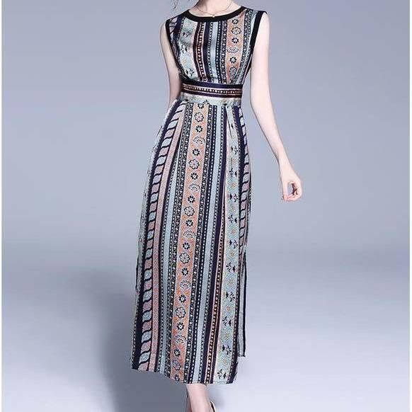 個性的なアジアンテイスト ストライプロングワンピース 韓国プチプラパーティードレス通販 Tenderly Dress 個性的なアジアンテイスト ストライプロングワンピース 韓国プチプラパーティードレス通販 Tenderly Dress