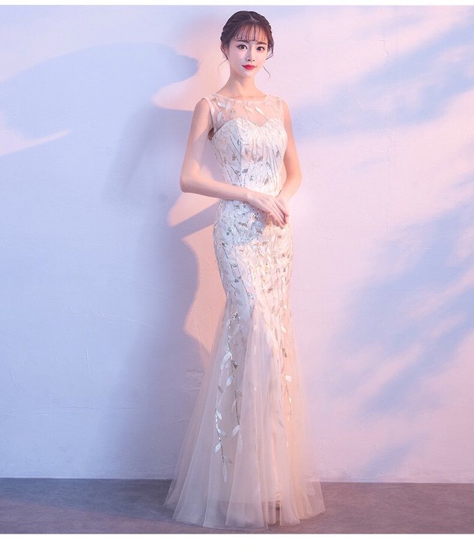 発表会や演奏会に スパンコールが華やかなマーメイドラインロングドレス - 韓国プチプラパーティードレス通販『TENDERLY DRESS』