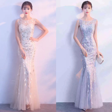 発表会や演奏会に スパンコールが華やかなマーメイドラインロングドレス - 韓国プチプラパーティードレス通販『TENDERLY DRESS』