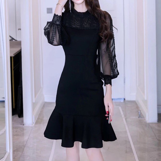最大61%OFFクーポン 新品 韓国 マーメイドワンピース ブラック 黒 ドレス パーティー 結婚式 