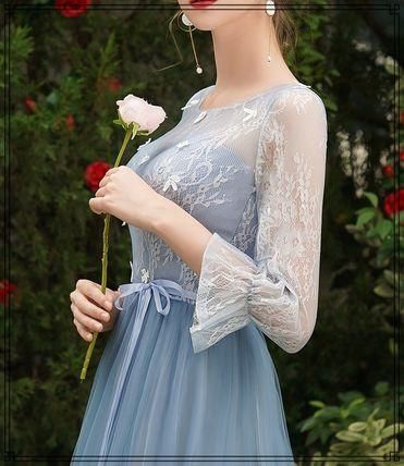 結婚式やブライズメイドに フェアリーなチュールシフォン 長袖