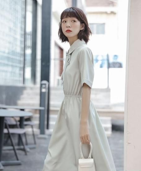 カジュアル ツーピースドレス シャツワンピ 格子柄 ガーリー レトロガーリー♡チェック柄フェイクツーピースワンピース E1466