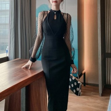 ドレス 黒 ブラック 韓国パーティードレス ワンピース通販 Tenderly Dress