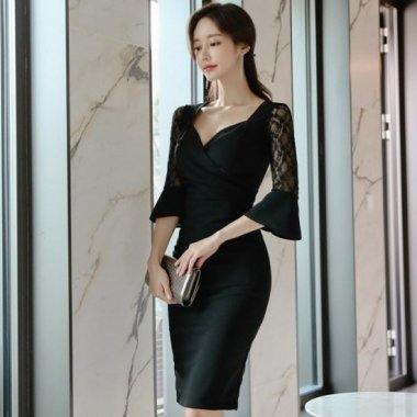 ドレス 黒 ブラック 韓国パーティードレス ワンピース通販 Tenderly Dress