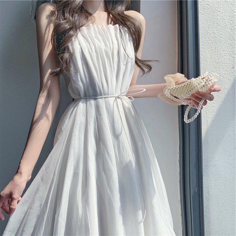 白×ゴールド ベアトップ レースドレス - スーツ・フォーマル・ドレス