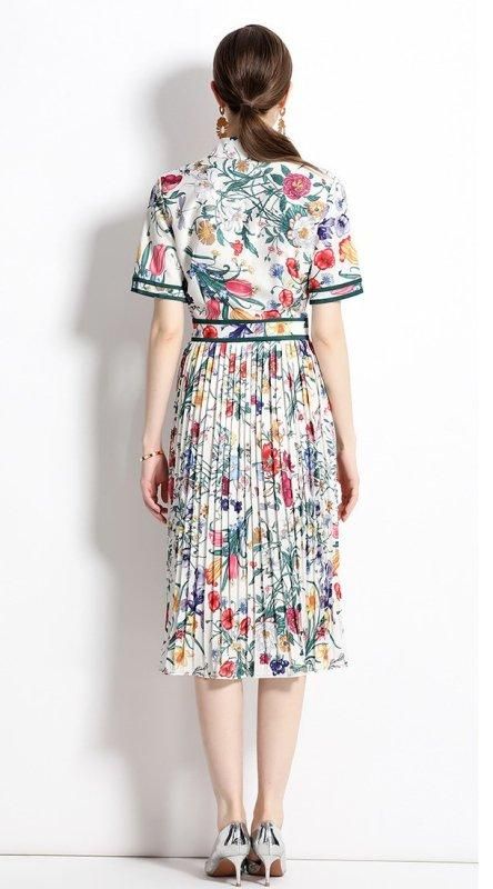 Dolce & Gabbana☆プリーツ&プリント ミディシャツワンピース Dolce & Gabbana☆プリーツ&プリント ミディシャツワンピース