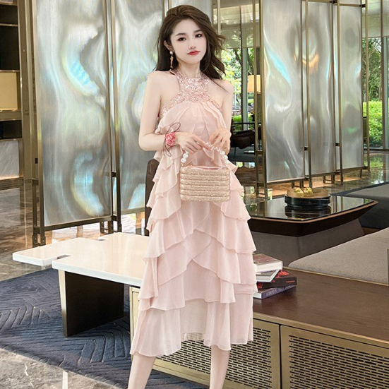 S ピンク　ゴールド　黒　パーティドレス　ウェディング　ドレス　韓国　パーティ