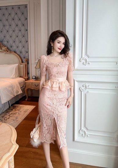 ミディ丈ワンピース 結婚式 パーティー ペプラム 上品 大人 楽天市場】タイトワンピ レース ペプラム ドッキング パーティー