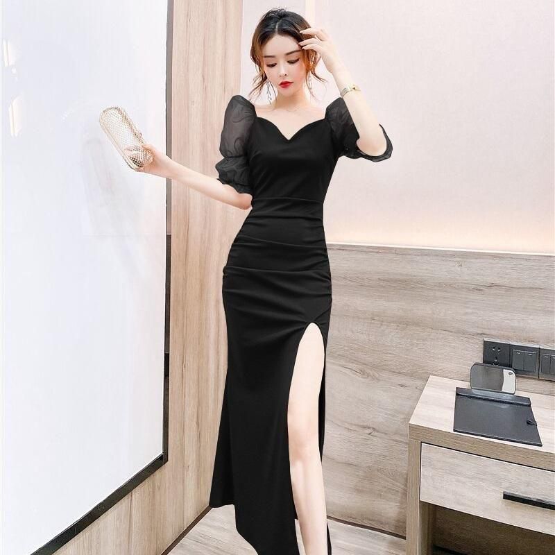 シアー エレガント ロング イブニングドレス 2色 上品 シアー エレガント ロング イブニングドレス 2色 上品