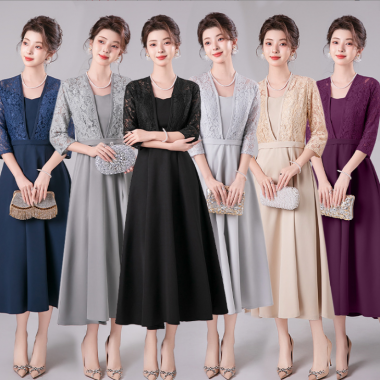 結婚式 パーティードレス フォーマル グレー フレア 韓国 グレー - 韓国プチプラパーティードレス・ワンピース通販