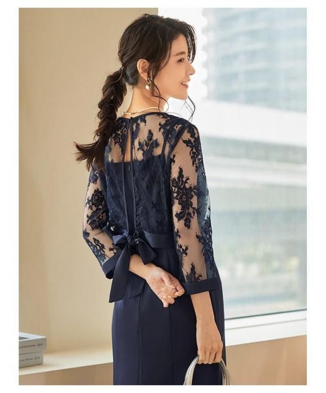 【新品タグ付】アフロベリー ロング丈の袖付きゲストドレス レース ドッキング 楽天市場】【50％OFFバーゲン価格】レディース パーティードレス