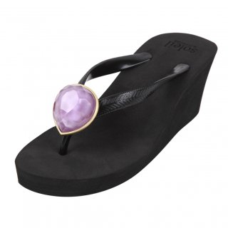 Birthday beach sandal Wedge heel / February / Amethyst / Black（２月アメジスト・ブラック）