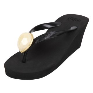 Birthday beach sandal Wedge heel / June / Pearl / Black（６月パール・ブラック）