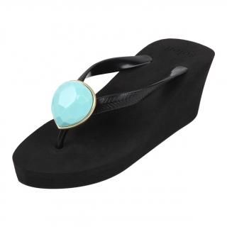 Birthday beach sandal Wedge heel / December / Turquoise / Black12֥å